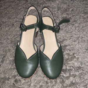 Green mule sandals